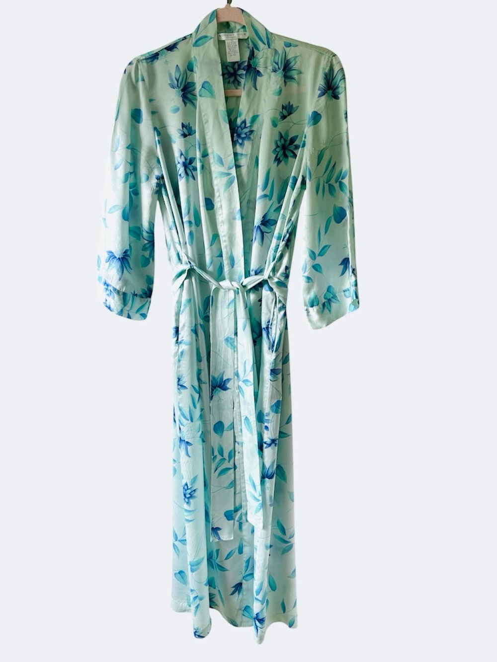 Vintage August Silk Intimates Floral Blue long robe